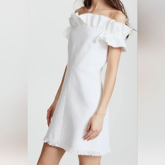 Rebecca Taylor White Off-Shoulder Mini Dress - Picture 2 of 6